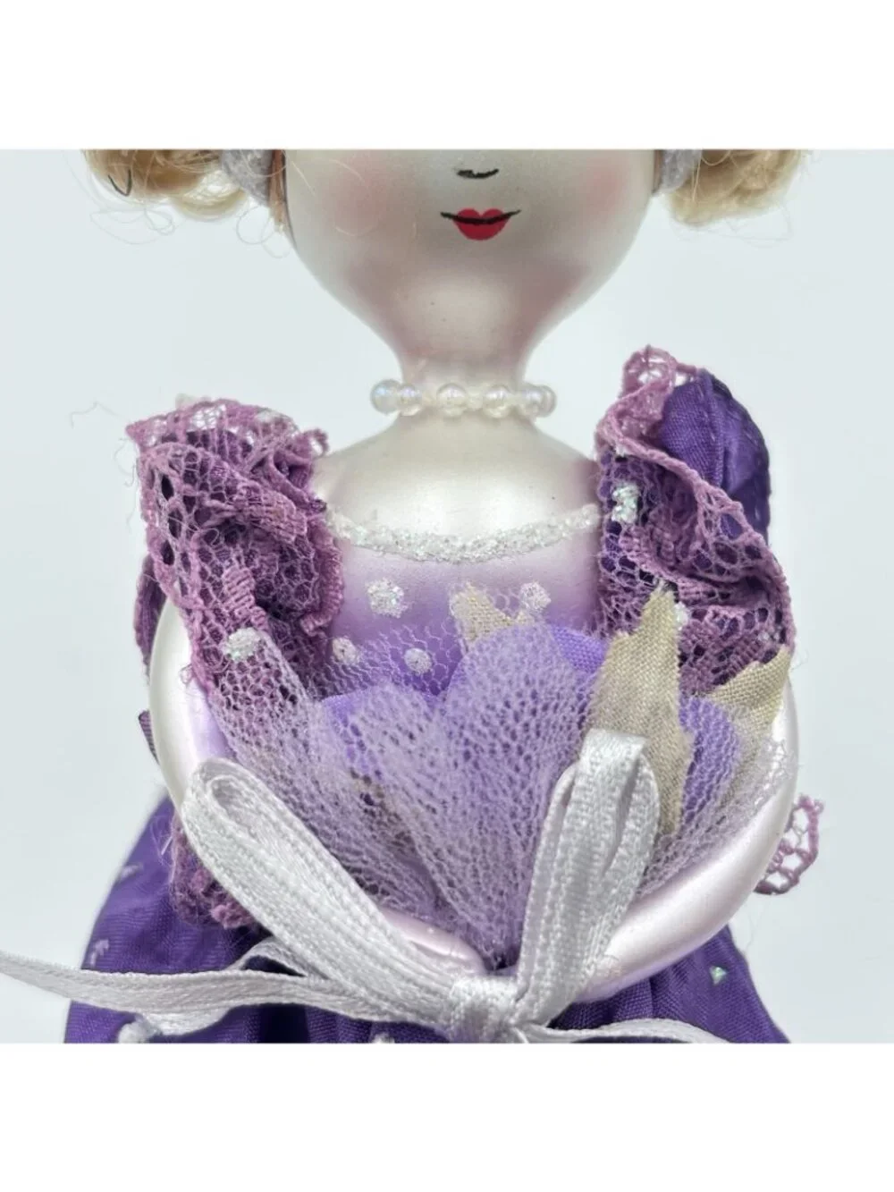 De Carlini Icicle Girl Blown Glass Christmas Ornament Purple Ladies Elegance 6”